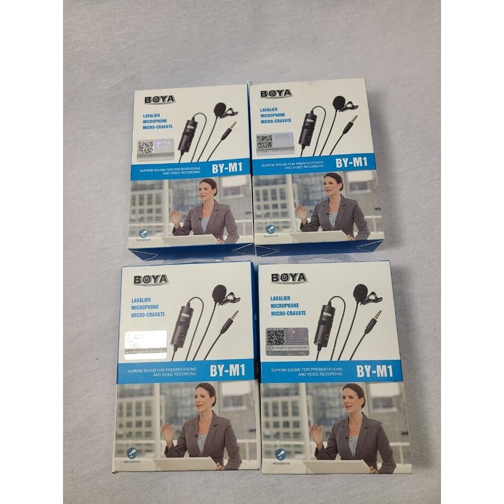 BOYA BY-M1 Omni Lavalier Microphone for smart Phones, DSLR, PC Lot Of 4 NEW